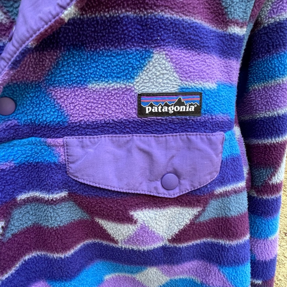 Patagonia Synchilla Snap-T Purple Aztec Pullover W-Small Pre-Owned - Picture 4 of 6